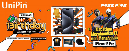 Rayakan UniPin 13irthday bersama Free Fire – Top Up Diamonds & Raih Merchandise s.d iPhone 15 Pro